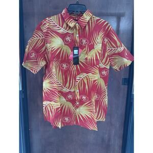 San Francisco 49ers NFL Hawaiian Aloha Button Down Lightweight Shirt Men L NWT